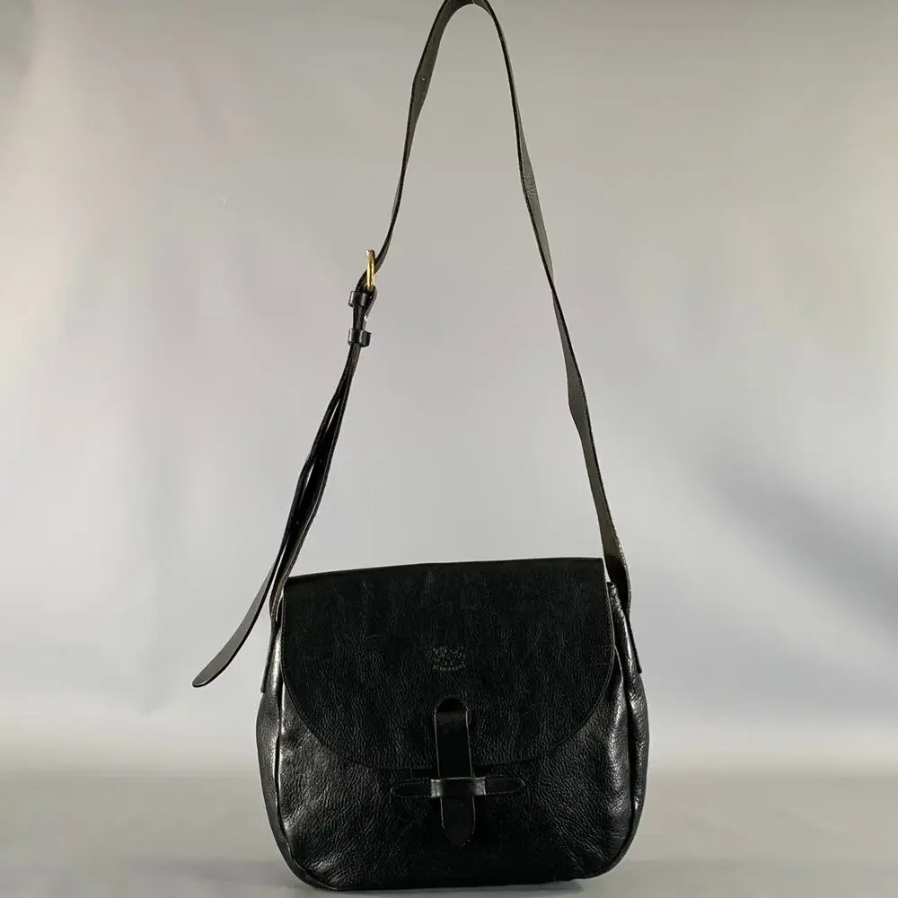 IL BISONTE Black Leather Cross Body Handbag